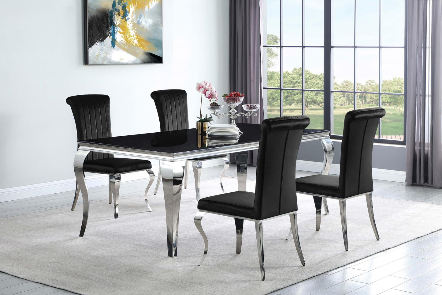 Betty Black/Chrome Upholstered Side Chairs, Set of 4 - 105072 - Luna Furniture - Dallas Store