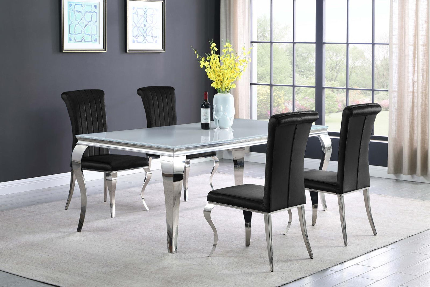 Betty Black/Chrome Upholstered Side Chairs, Set of 4 - 105072 - Luna Furniture - Dallas Store