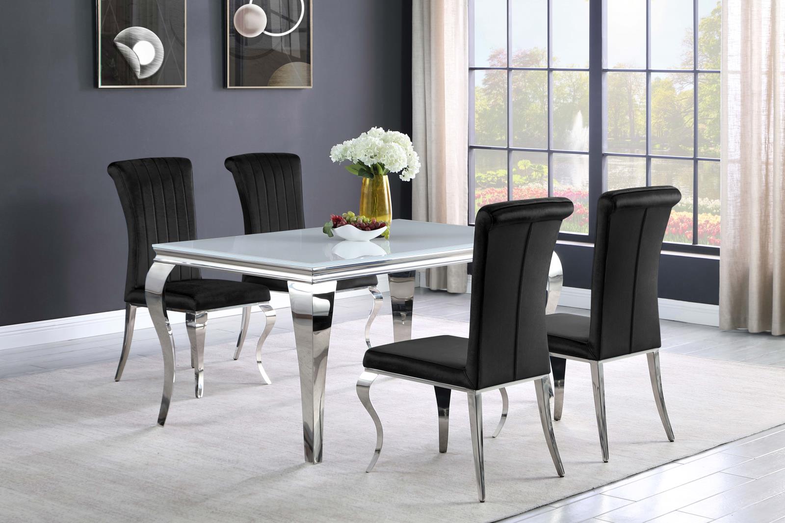 Betty Black/Chrome Upholstered Side Chairs, Set of 4 - 105072 - Luna Furniture - Dallas Store