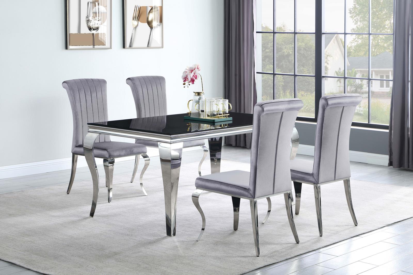 Betty Gray/Chrome Upholstered Side Chairs, Set of 4 - 105073 - Luna Furniture - Dallas Store