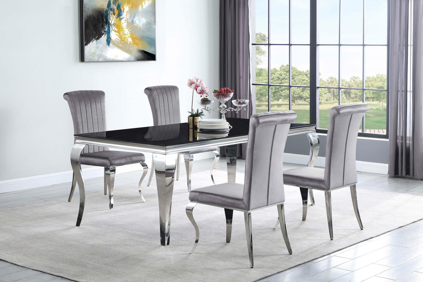 Betty Gray/Chrome Upholstered Side Chairs, Set of 4 - 105073 - Luna Furniture - Dallas Store