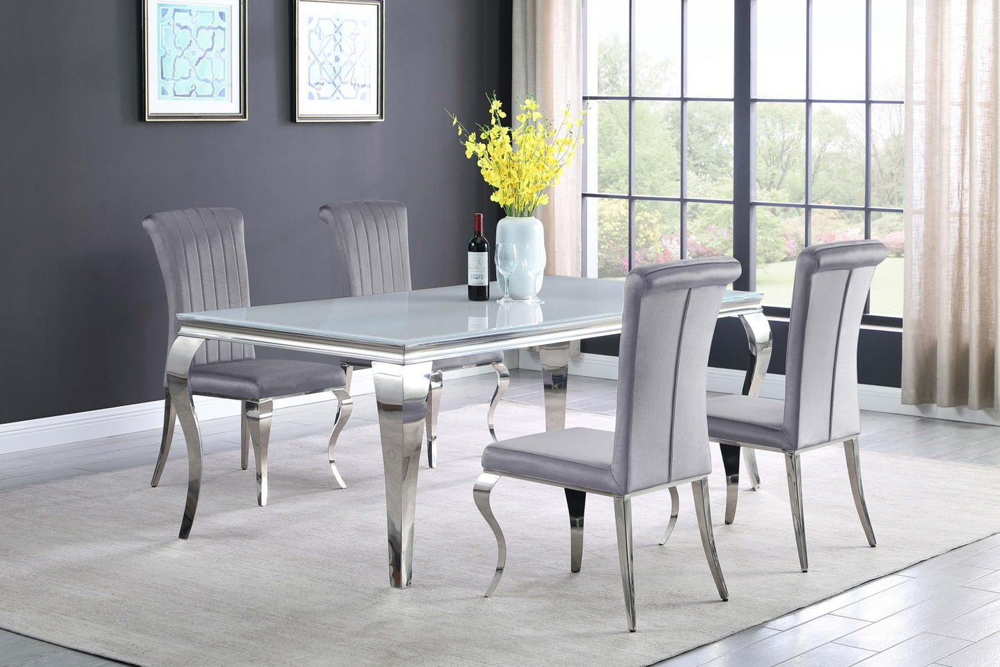 Betty Gray/Chrome Upholstered Side Chairs, Set of 4 - 105073 - Luna Furniture - Dallas Store