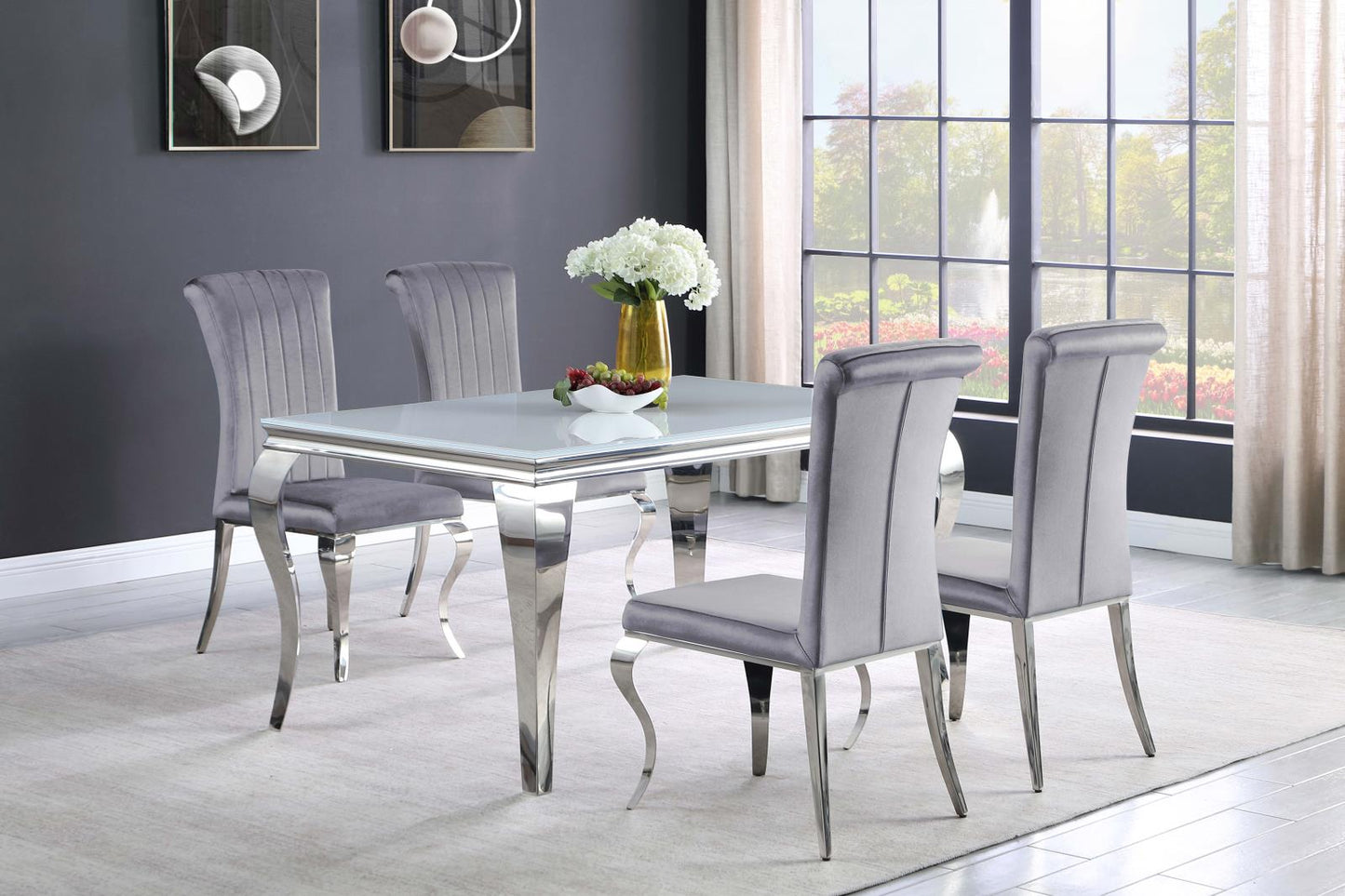 Betty Gray/Chrome Upholstered Side Chairs, Set of 4 - 105073 - Luna Furniture - Dallas Store