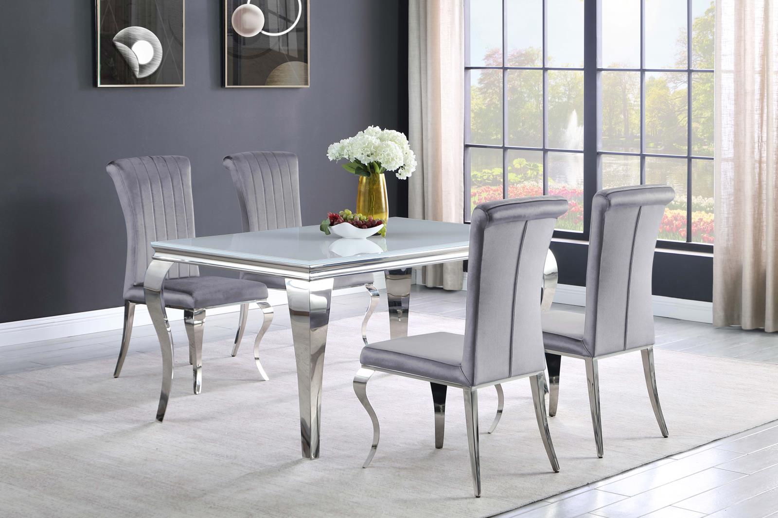 Betty Gray/Chrome Upholstered Side Chairs, Set of 4 - 105073 - Luna Furniture - Dallas Store