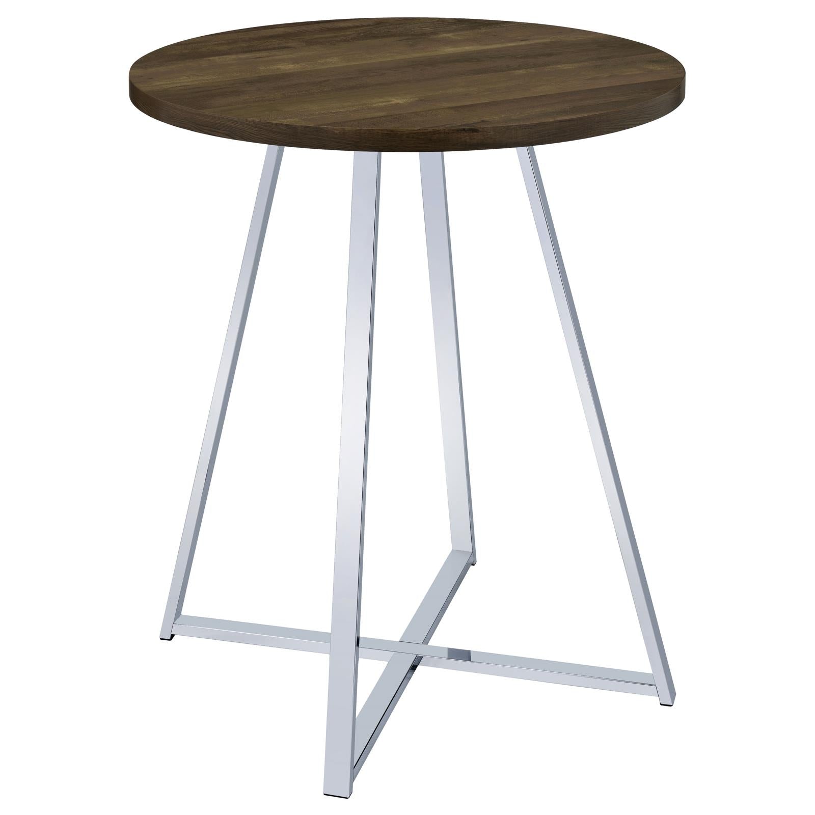 Bexter White/Chrome Faux Marble Round Top Bar Table - 183516 - Luna Furniture - Dallas Store