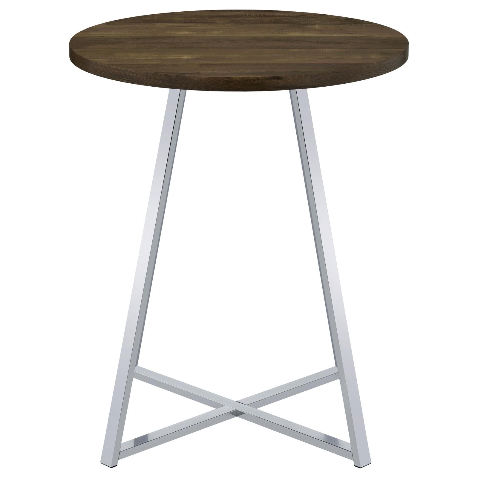 Bexter White/Chrome Faux Marble Round Top Bar Table - 183516 - Luna Furniture - Dallas Store