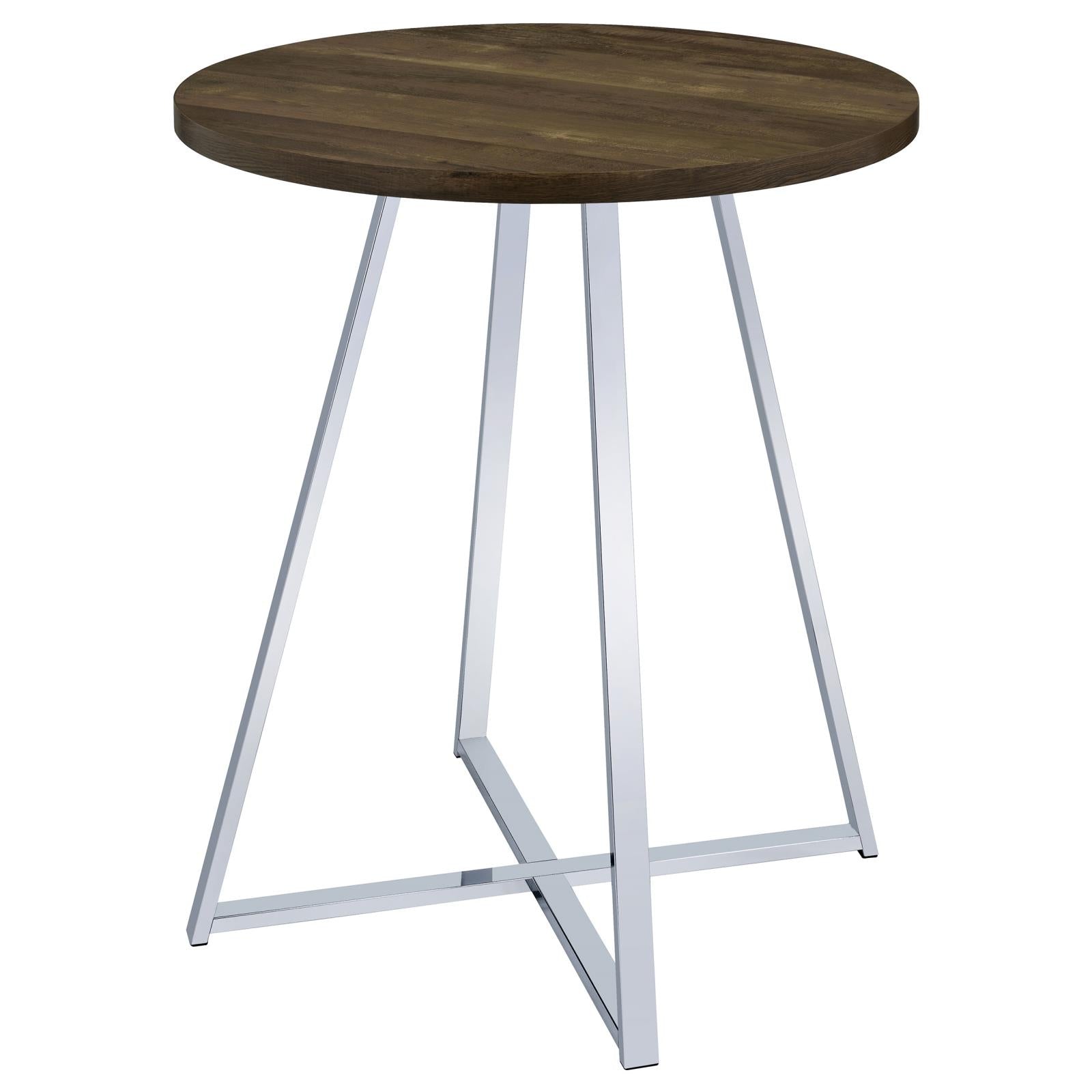 Bexter White/Chrome Faux Marble Round Top Bar Table - 183516 - Luna Furniture - Dallas Store