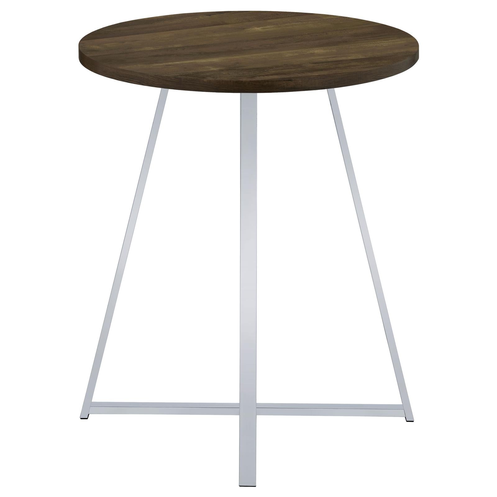 Bexter White/Chrome Faux Marble Round Top Bar Table - 183516 - Luna Furniture - Dallas Store