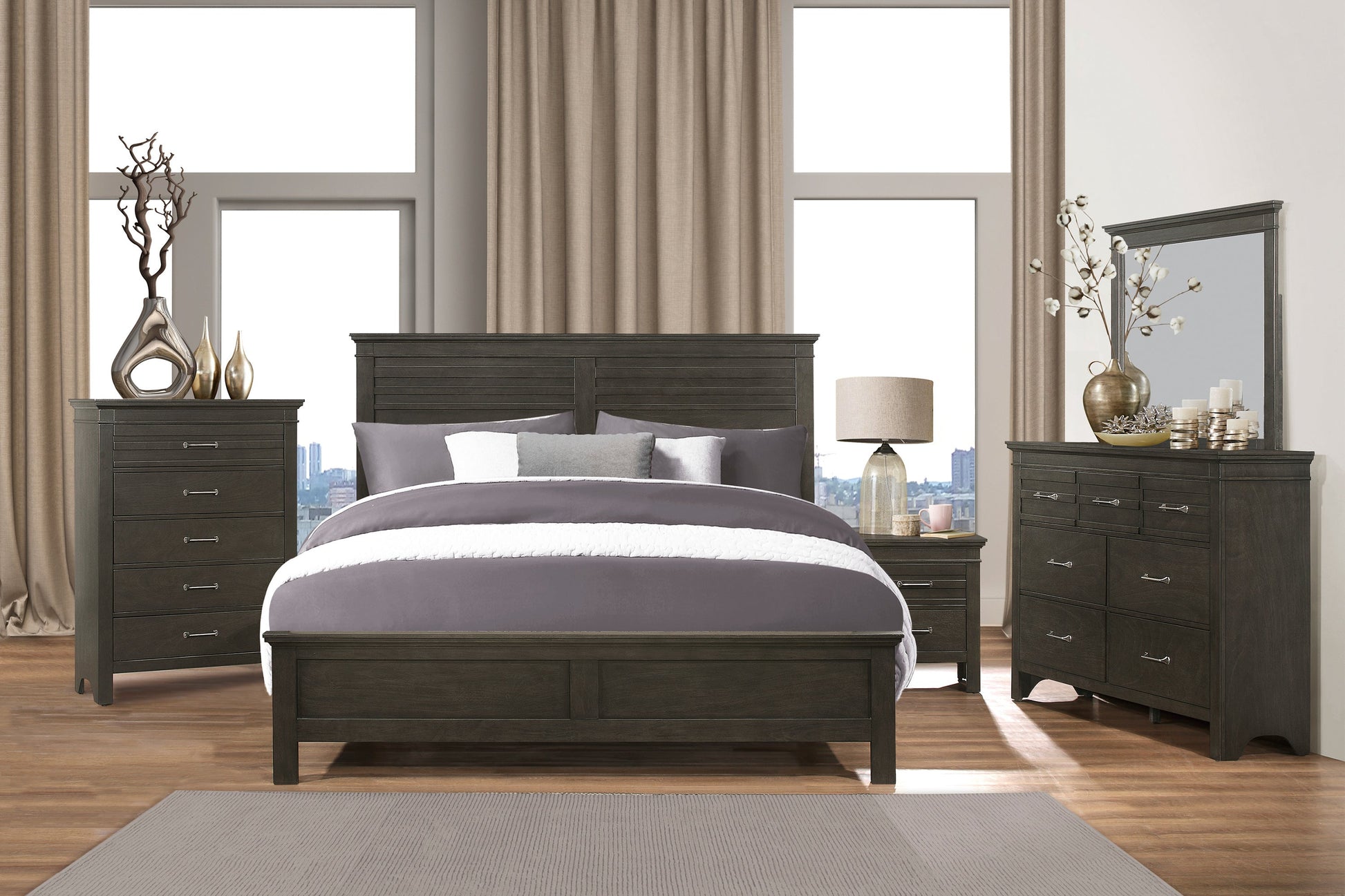 Blaire Farm Charcoal Gray Full Panel Bed - SET | 1675F-1 | 1675F-2 | 1675F-3 - Luna Furniture - Dallas Store