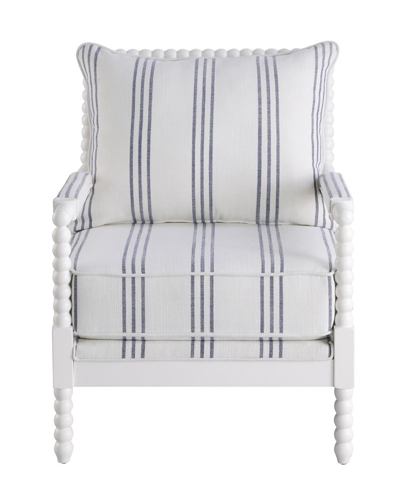 Blanchett White/Navy Upholstered Accent Chair with Spindle Accent - 903835 - Luna Furniture - Dallas Store