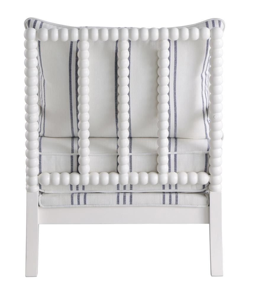 Blanchett White/Navy Upholstered Accent Chair with Spindle Accent - 903835 - Luna Furniture - Dallas Store