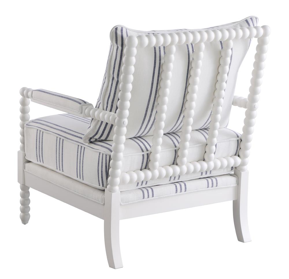Blanchett White/Navy Upholstered Accent Chair with Spindle Accent - 903835 - Luna Furniture - Dallas Store