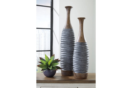 BLAYZE Antique Gray/Brown Vase, Set of 2 - A2000388 - Luna Furniture - Dallas Store