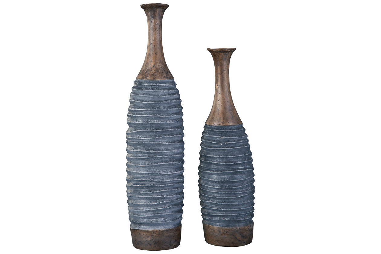 BLAYZE Antique Gray/Brown Vase, Set of 2 - A2000388 - Luna Furniture - Dallas Store
