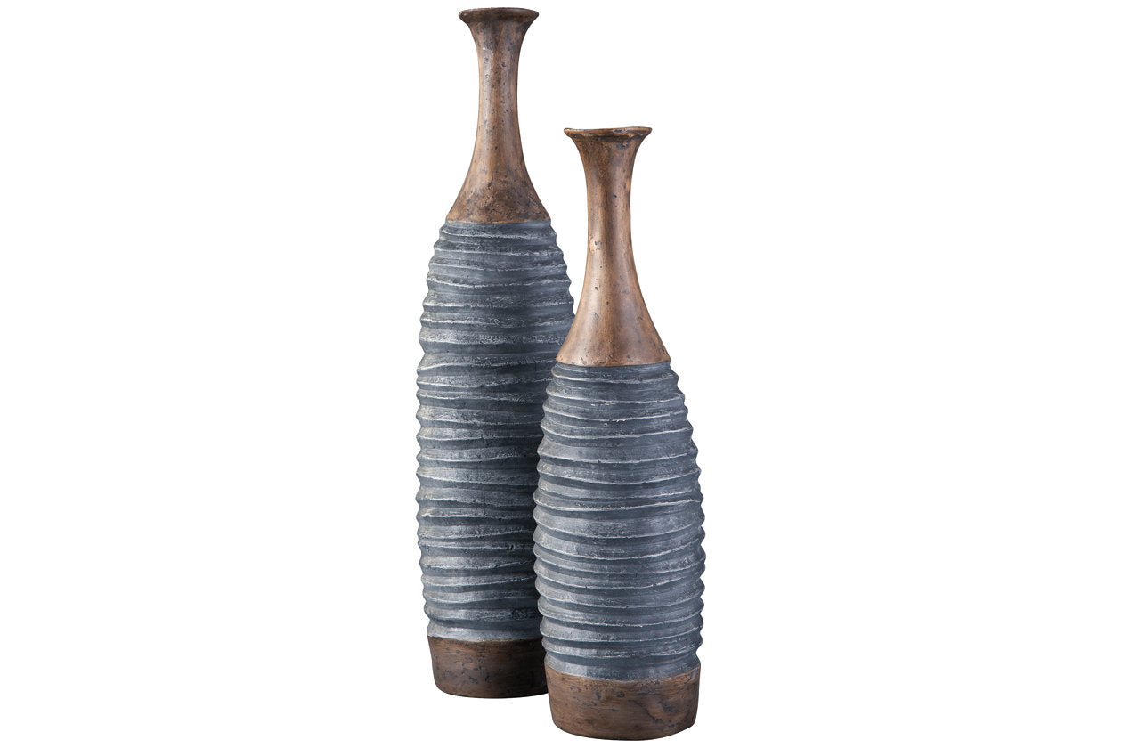 BLAYZE Antique Gray/Brown Vase, Set of 2 - A2000388 - Luna Furniture - Dallas Store