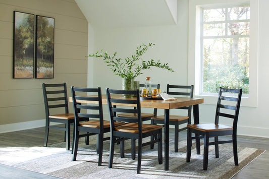 Blondon Brown/Black Dining Table and 6 Chairs (Set of 7) - D413-425 - Luna Furniture - Dallas Store
