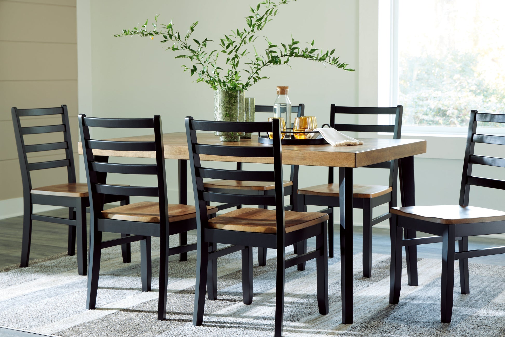 Blondon Brown/Black Dining Table and 6 Chairs (Set of 7) - D413-425 - Luna Furniture - Dallas Store