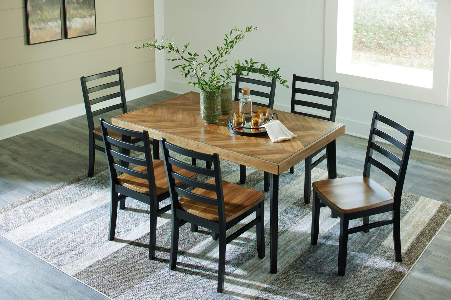 Blondon Brown/Black Dining Table and 6 Chairs (Set of 7) - D413-425 - Luna Furniture - Dallas Store