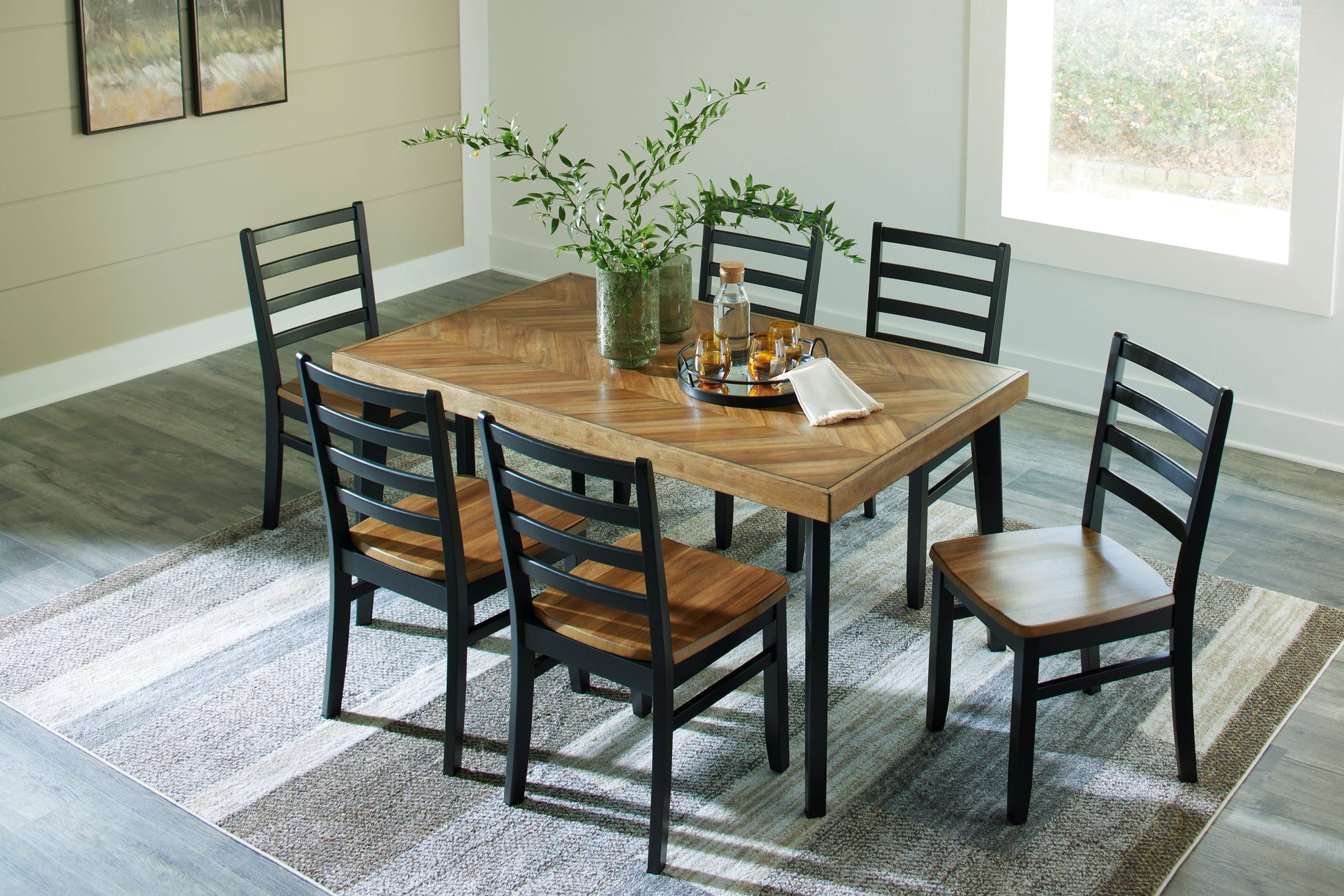 Blondon Brown/Black Dining Table and 6 Chairs (Set of 7) - D413-425 - Luna Furniture - Dallas Store
