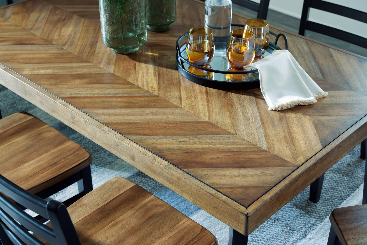 Blondon Brown/Black Dining Table and 6 Chairs (Set of 7) - D413-425 - Luna Furniture - Dallas Store