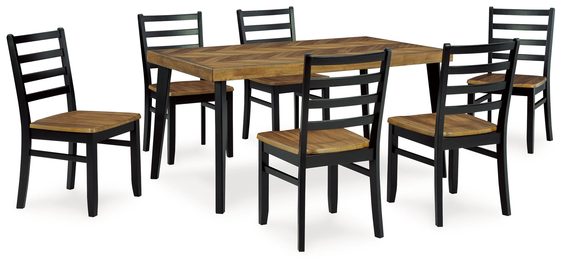 Blondon Brown/Black Dining Table and 6 Chairs (Set of 7) - D413-425 - Luna Furniture - Dallas Store