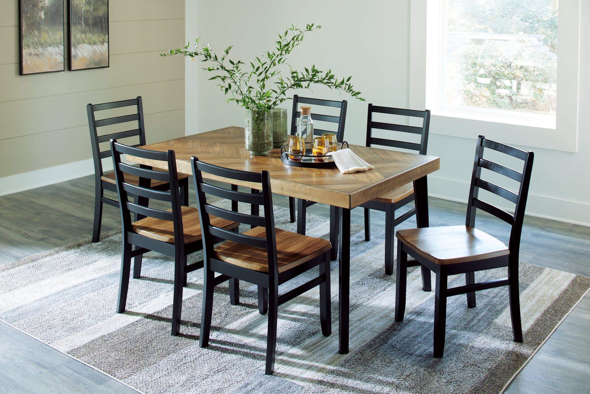 Blondon Brown/Black Dining Table and 6 Chairs (Set of 7) - D413-425 - Luna Furniture - Dallas Store