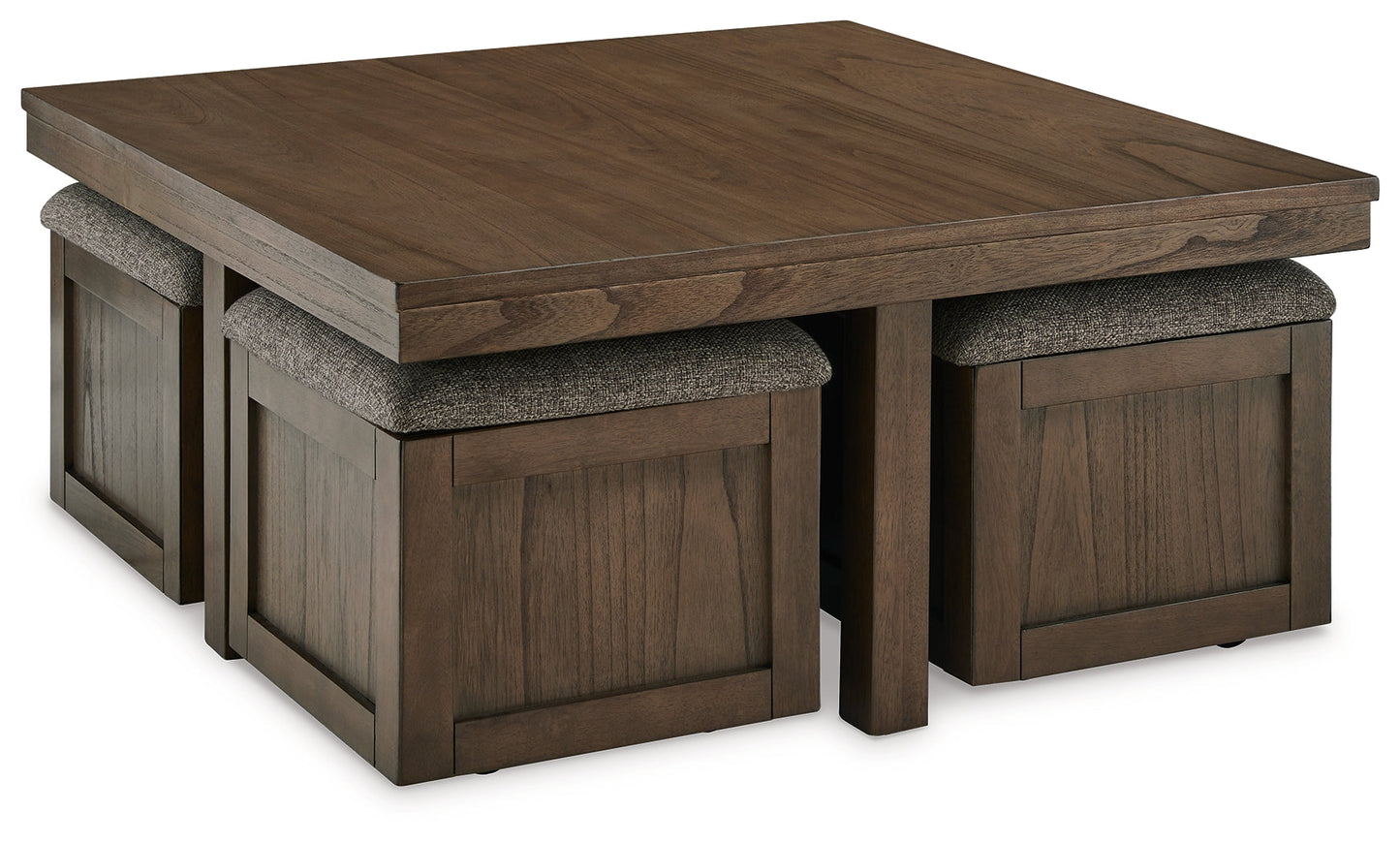 Boardernest Brown Coffee Table with 4 Stools - T738-20 - Luna Furniture - Dallas Store