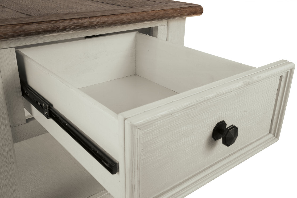 Bolanburg Two-tone Chairside End Table with USB Ports & Outlets - T637-7 - Luna Furniture - Dallas Store