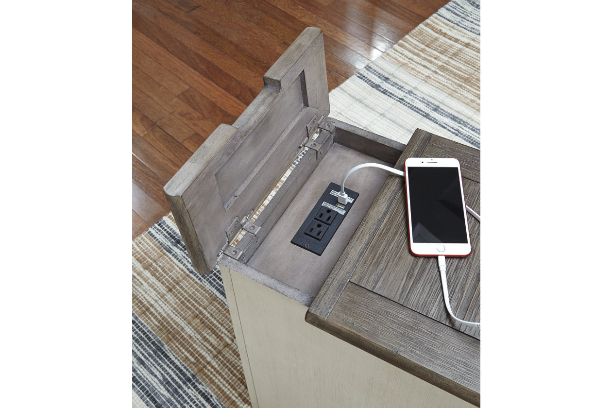 Bolanburg Two-tone Chairside End Table with USB Ports & Outlets - T637-7 - Luna Furniture - Dallas Store