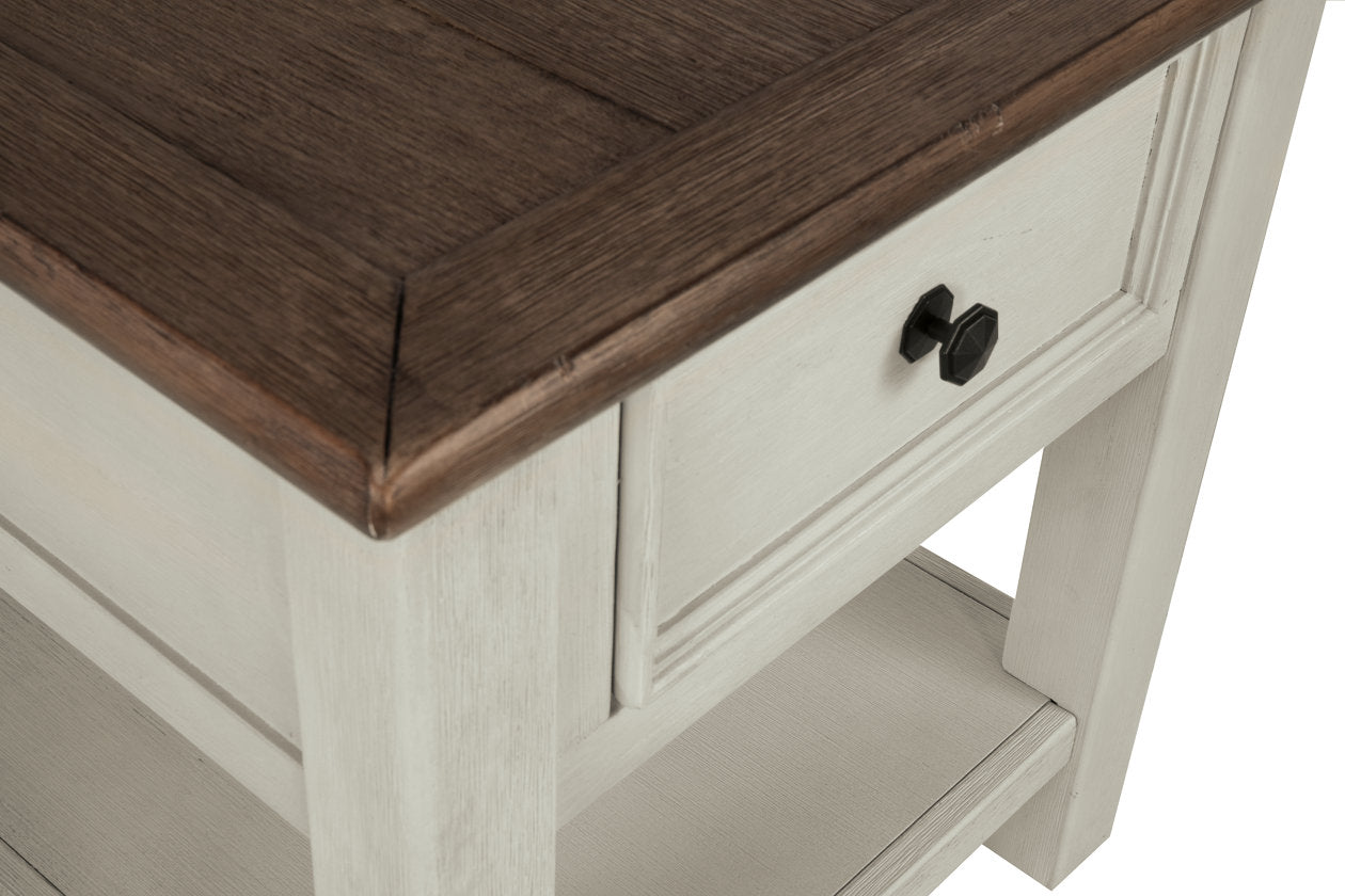 Bolanburg Two-tone Chairside End Table with USB Ports & Outlets - T637-7 - Luna Furniture - Dallas Store