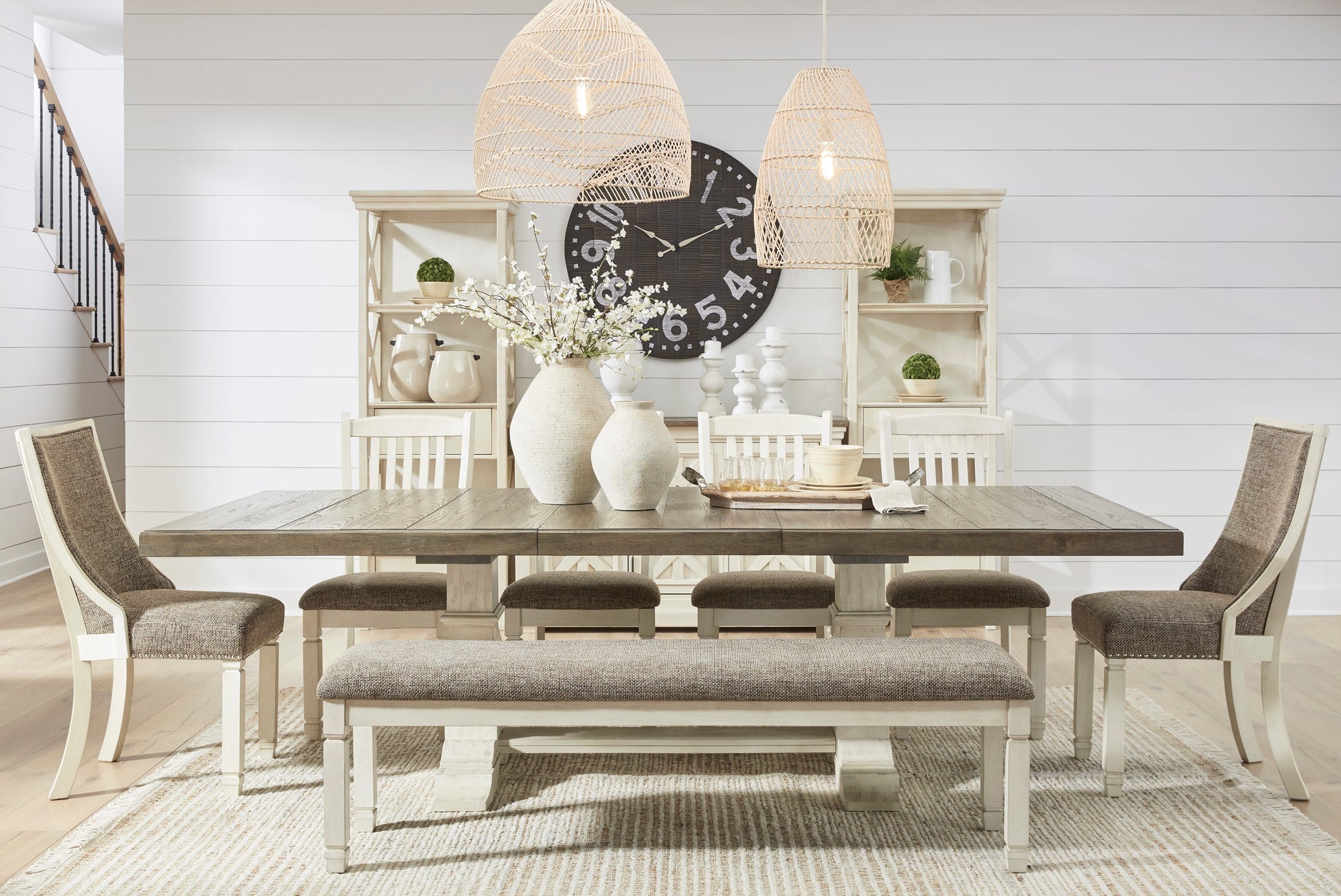 Bolanburg Two-tone Extendable Dining Set - SET | D647-55T | D647-55B | D647-02 | D647-01(4) - Luna Furniture - Dallas Store