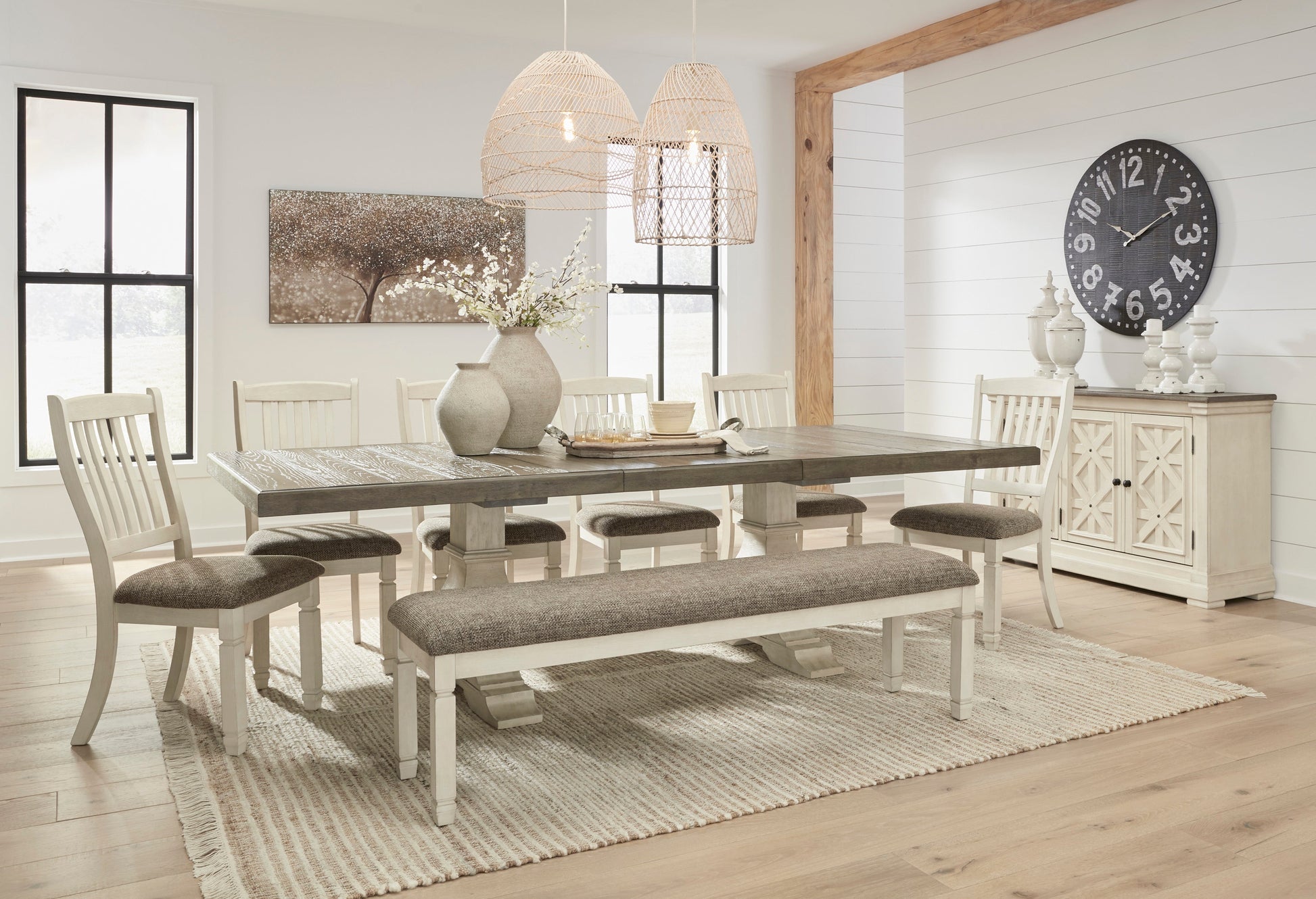 Bolanburg Two-tone Extendable Dining Set - SET | D647-55T | D647-55B | D647-02 | D647-01(4) - Luna Furniture - Dallas Store