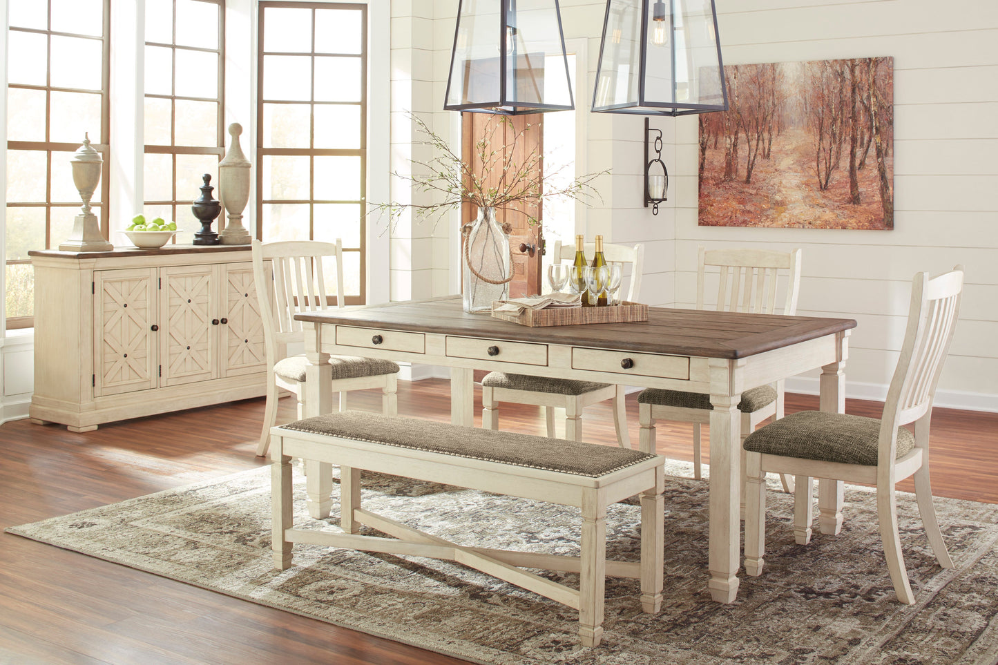 Bolanburg Two-tone Rectangular Dining Set - SET | D647-25 | D647-01(2) - Luna Furniture - Dallas Store