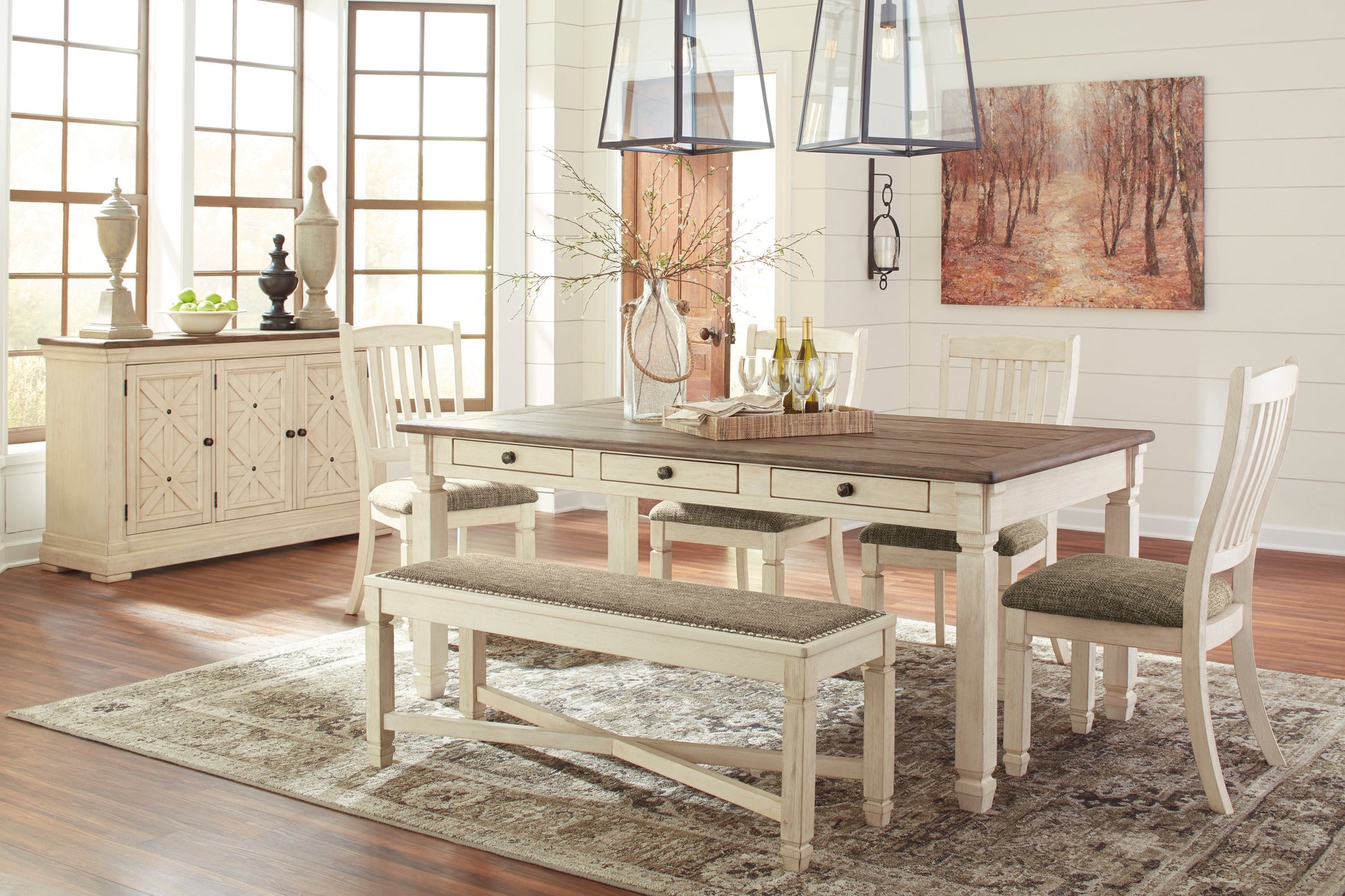 Bolanburg Two-tone Rectangular Dining Set - SET | D647-25 | D647-01(2) - Luna Furniture - Dallas Store