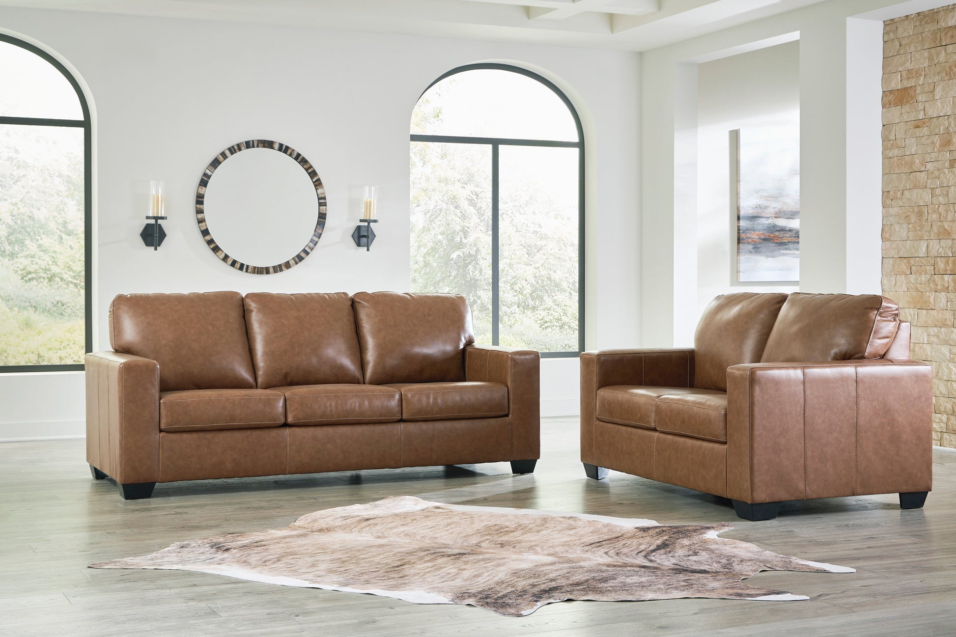 Bolsena Caramel Leather Living Room Set - SET | 5560338 | 5560335 - Luna Furniture - Dallas Store