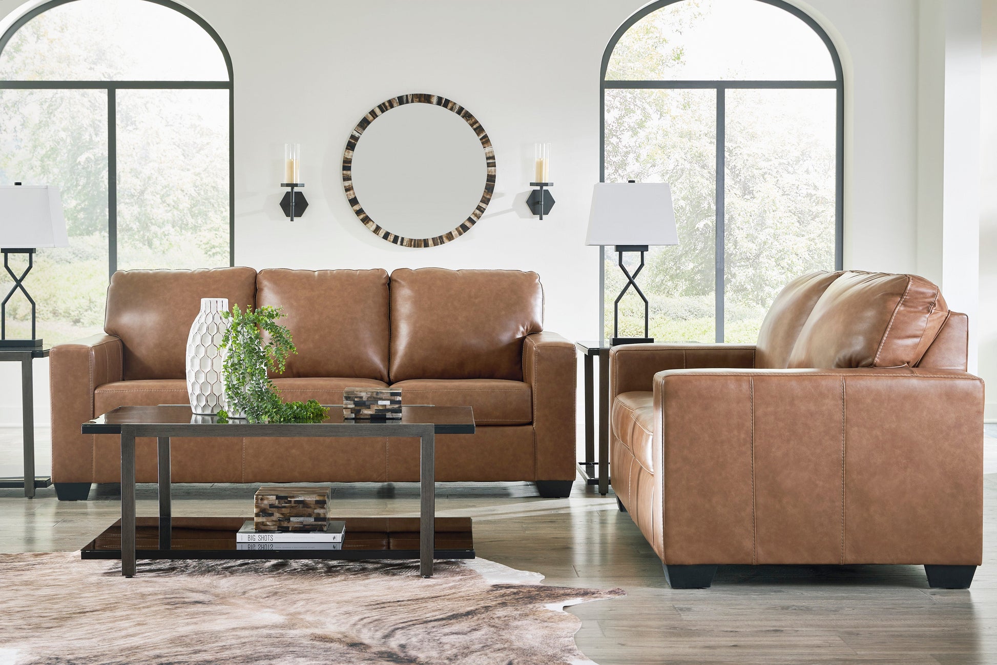 Bolsena Caramel Leather Living Room Set - SET | 5560338 | 5560335 - Luna Furniture - Dallas Store