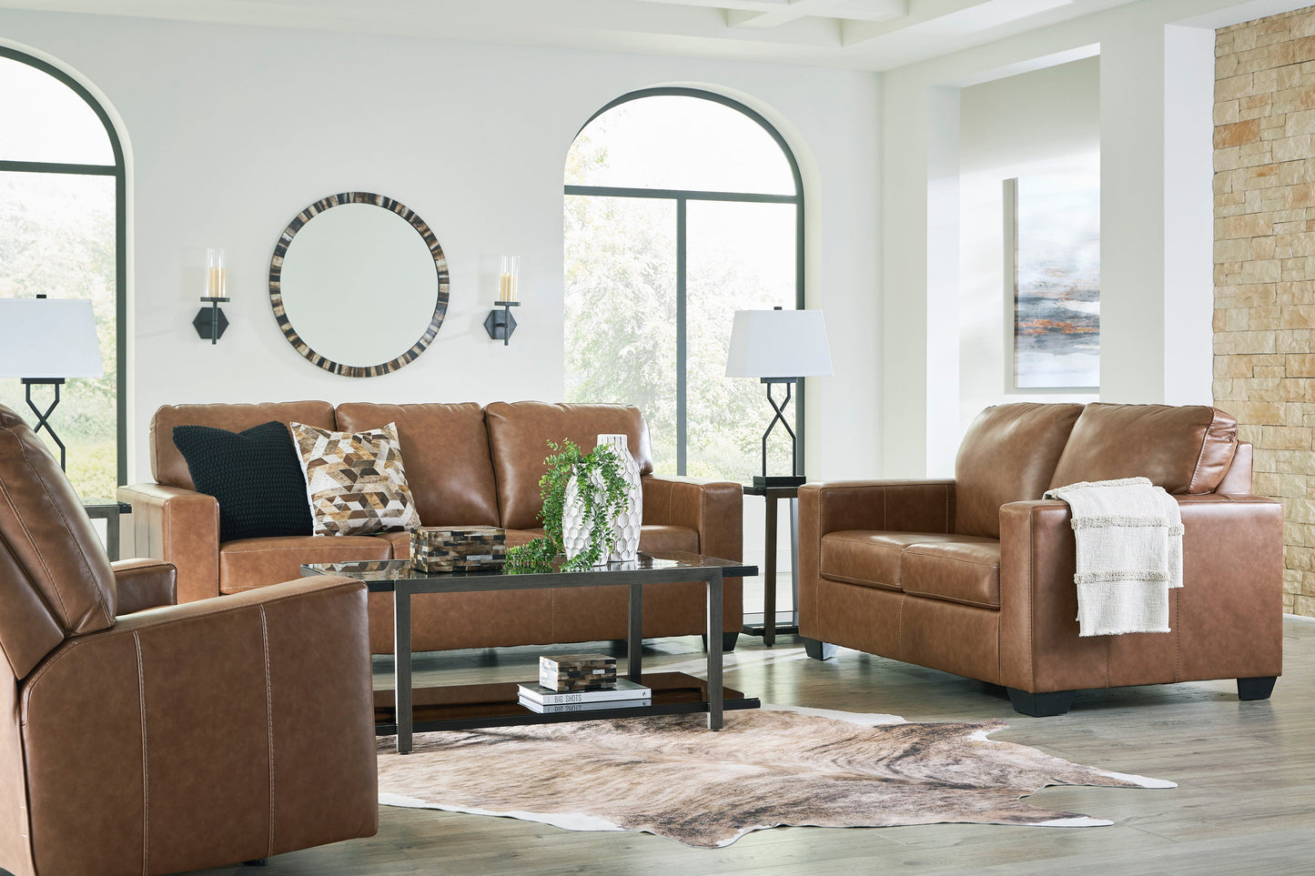 Bolsena Caramel Leather Living Room Set - SET | 5560338 | 5560335 - Luna Furniture - Dallas Store
