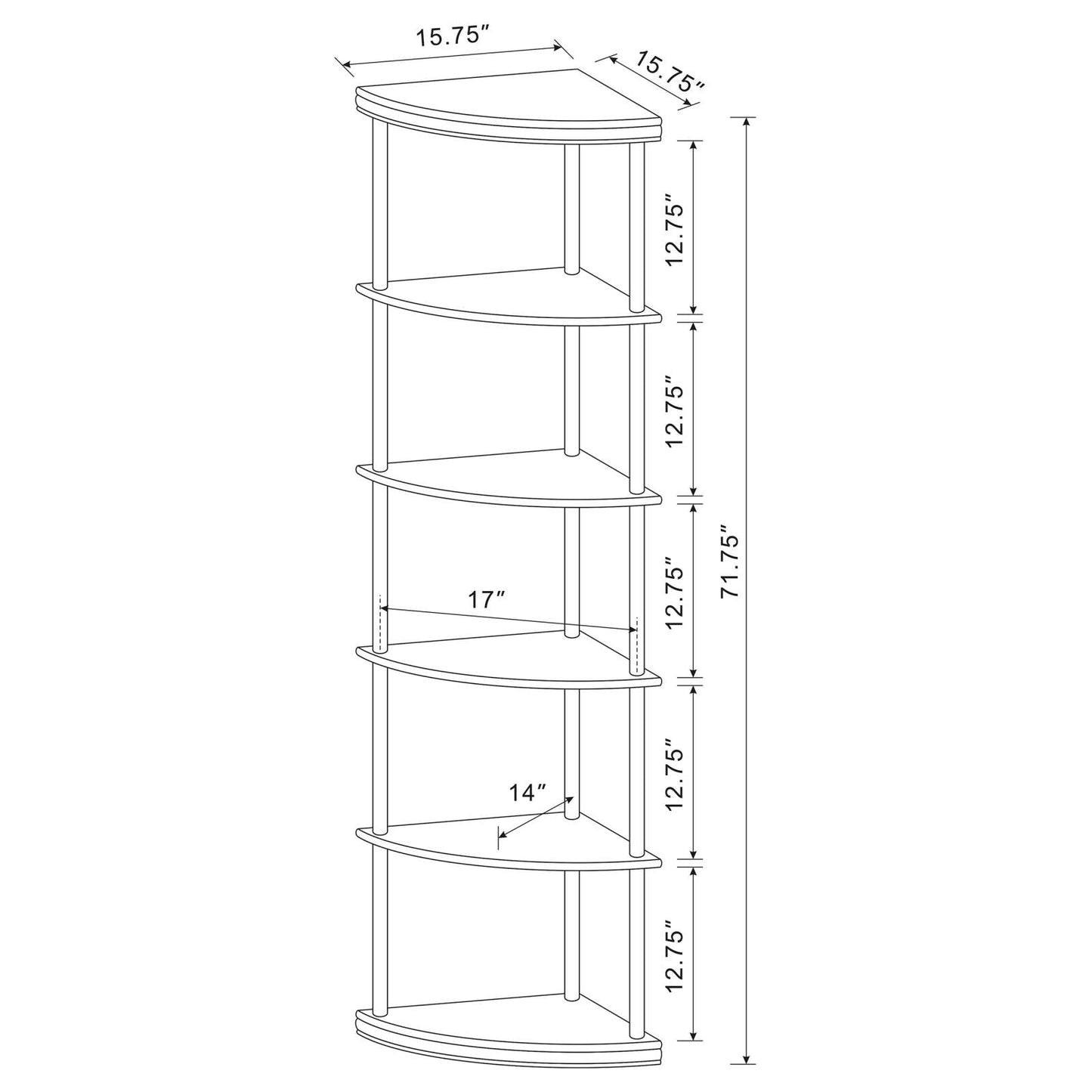 Bonwick Cappuccino 5-Shelf Corner Bookshelf - 800279 - Luna Furniture - Dallas Store