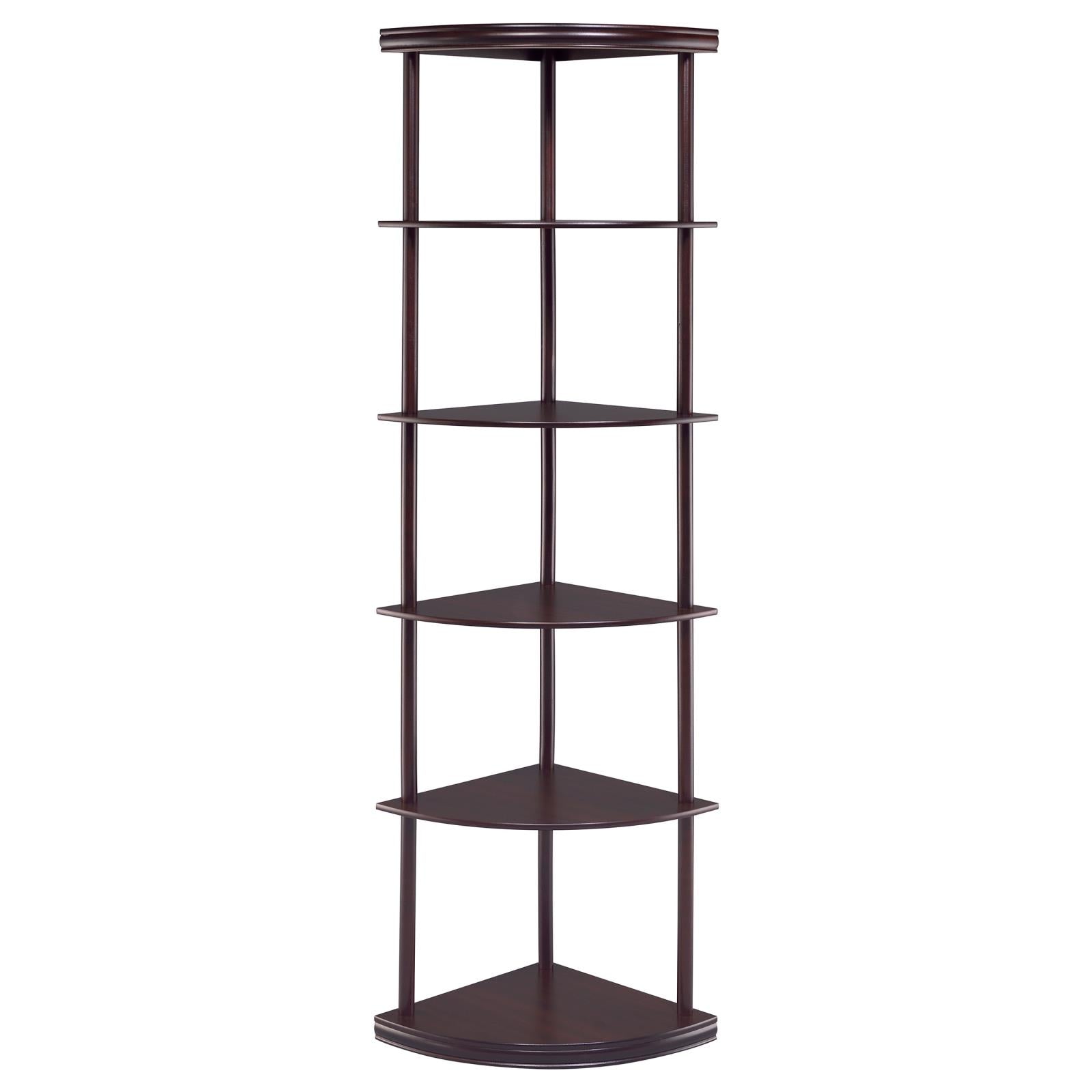 Bonwick Cappuccino 5-Shelf Corner Bookshelf - 800279 - Luna Furniture - Dallas Store