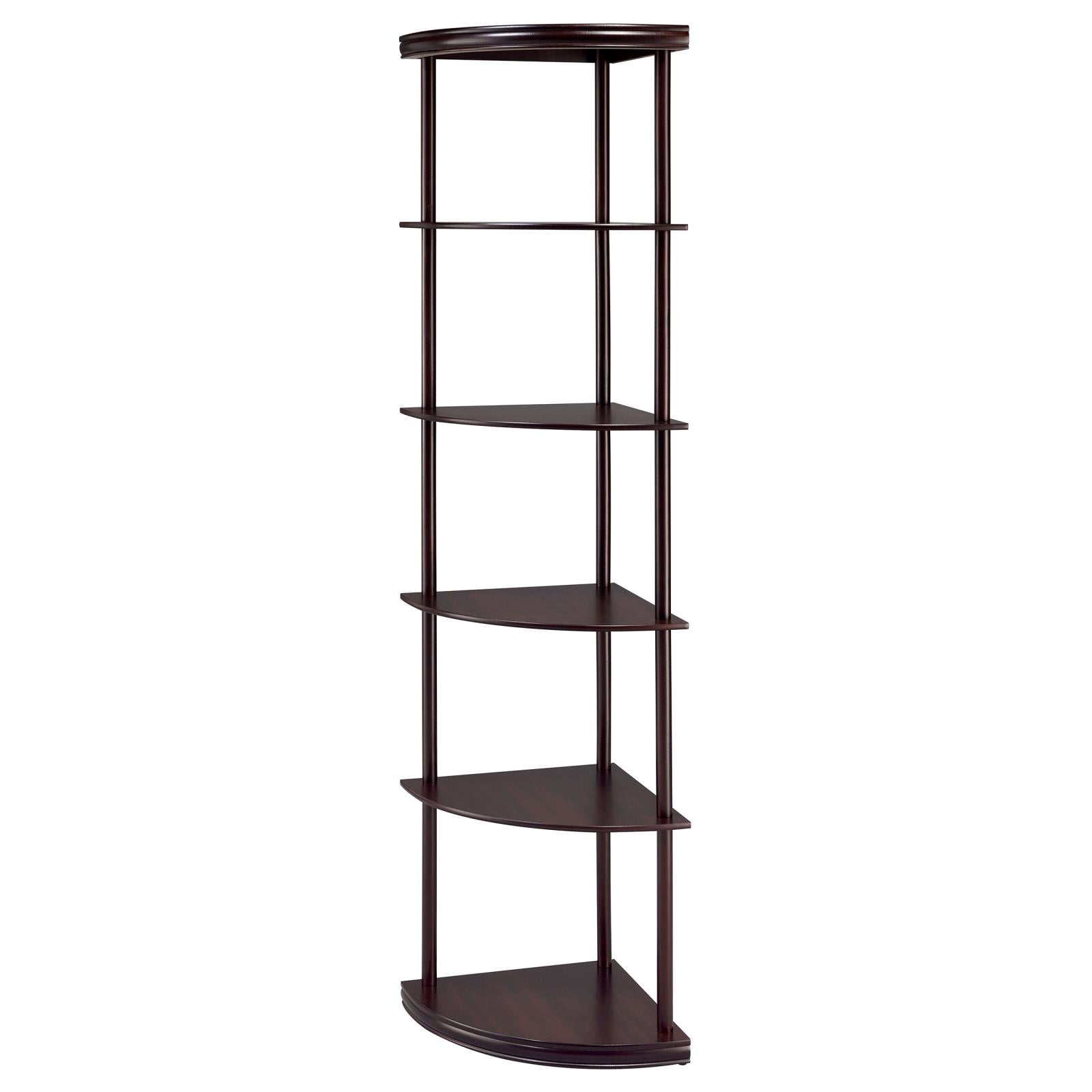Bonwick Cappuccino 5-Shelf Corner Bookshelf - 800279 - Luna Furniture - Dallas Store