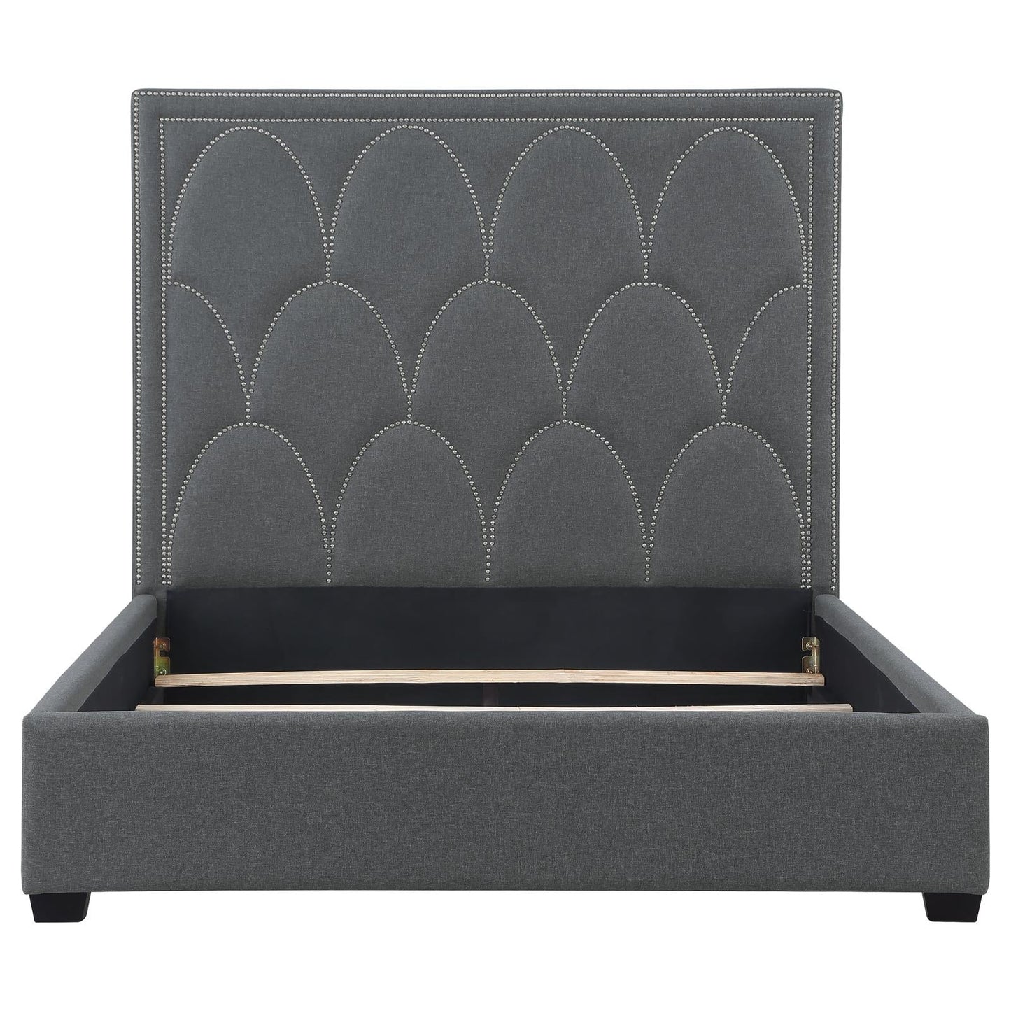 Bowfield Upholstered Bed with Nailhead Trim Charcoal - 315900KE - Luna Furniture - Dallas Store
