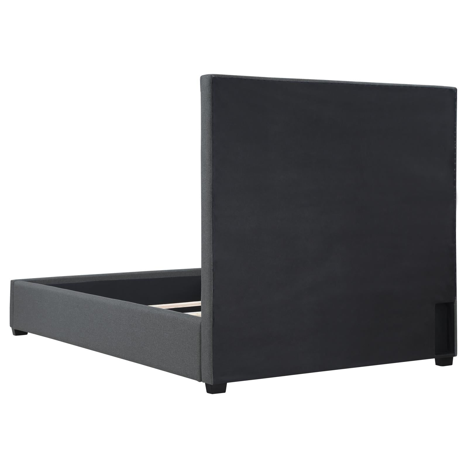 Bowfield Upholstered Bed with Nailhead Trim Charcoal - 315900KE - Luna Furniture - Dallas Store