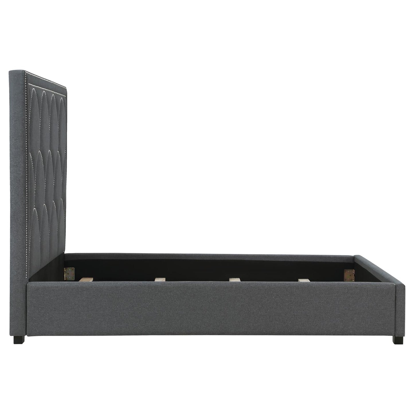 Bowfield Upholstered Bed with Nailhead Trim Charcoal - 315900Q - Luna Furniture - Dallas Store