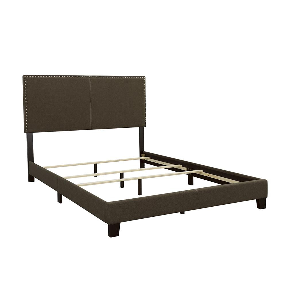 Boyd California King Upholstered Bed with Nailhead Trim Charcoal - 350061KW - Luna Furniture - Dallas Store