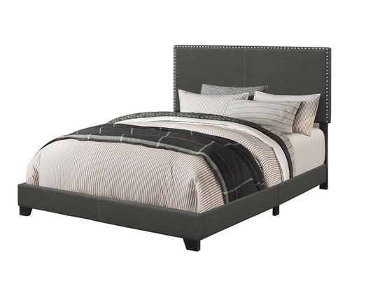 Boyd Full Upholstered Bed with Nailhead Trim Charcoal - 350061F - Luna Furniture - Dallas Store