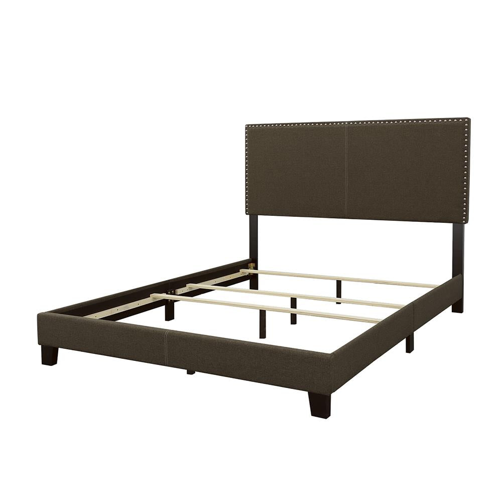 Boyd Queen Upholstered Bed with Nailhead Trim Charcoal - 350061Q - Luna Furniture - Dallas Store