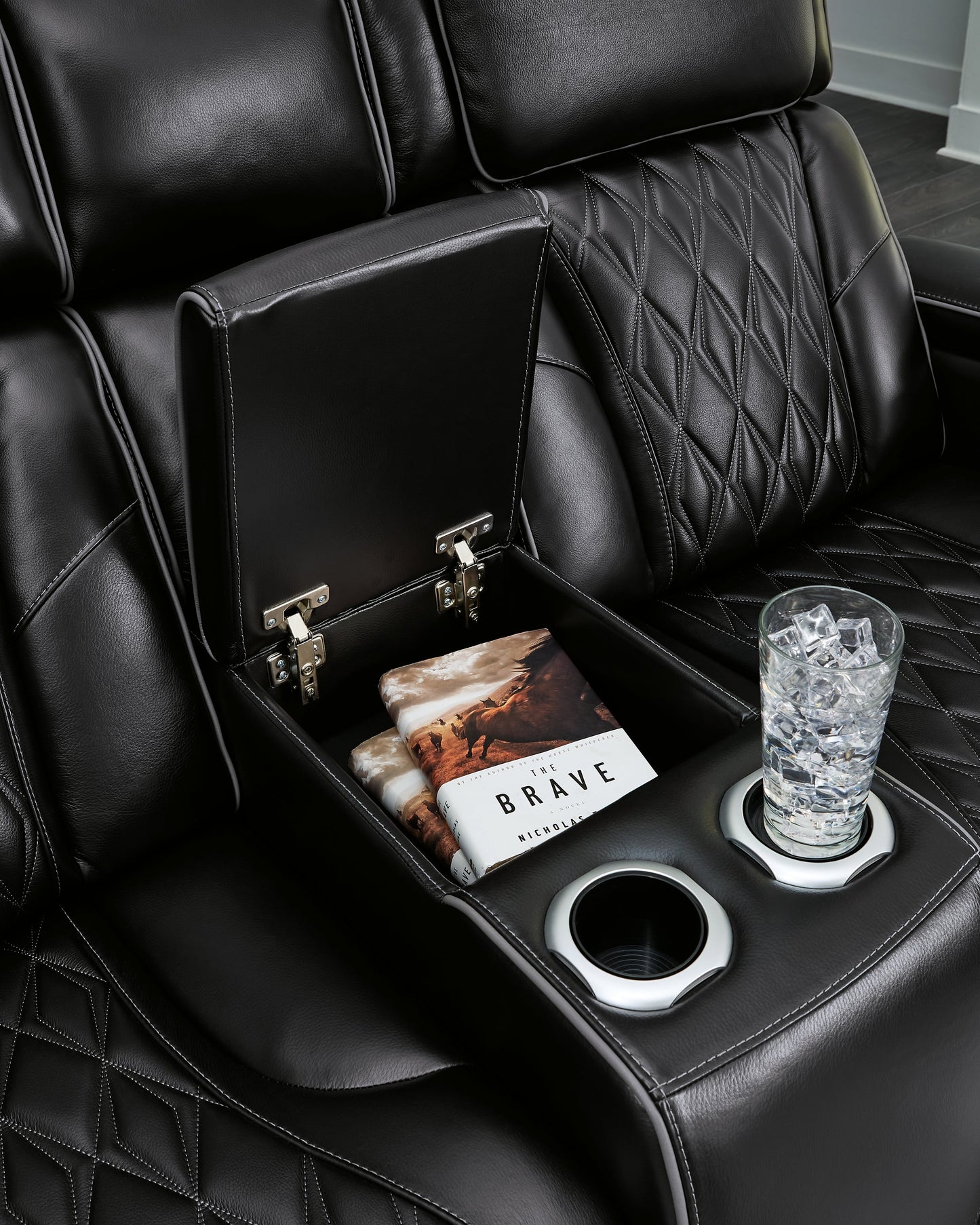 Boyington Black Power Reclining Loveseat with Console - U2710618 - Luna Furniture - Dallas Store