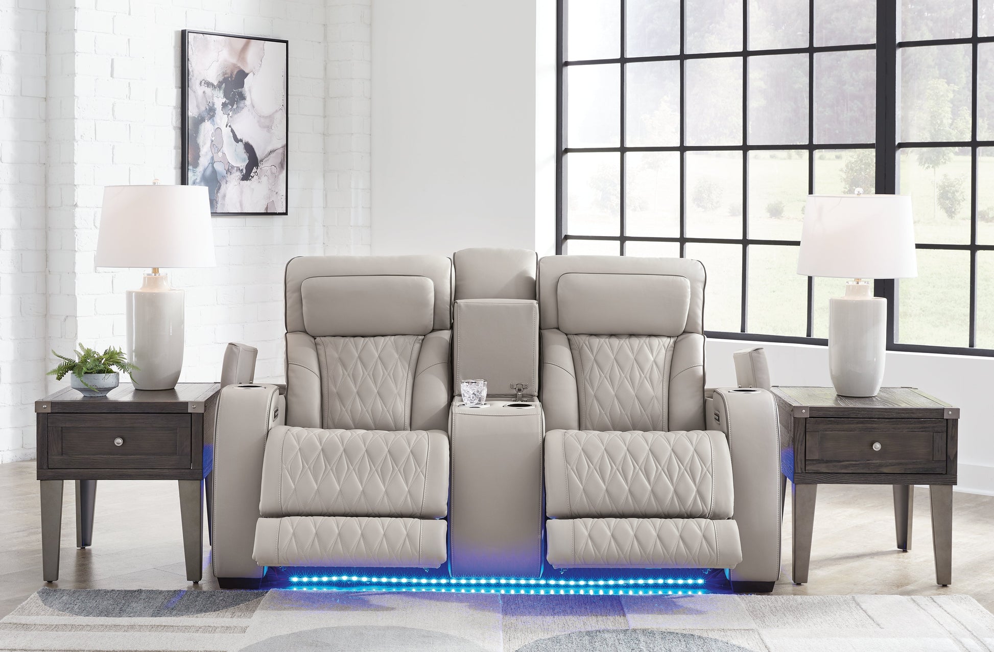 Boyington Gray Power Reclining Loveseat with Console - U2710518 - Luna Furniture - Dallas Store