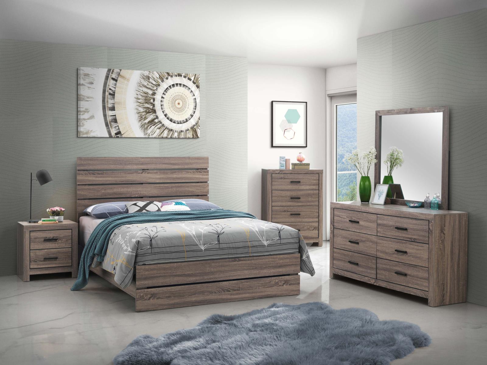 Brantford Barrel Oak Panel Bedroom Set - SET | 207041Q | 207042 | 207045 - Luna Furniture - Dallas Store
