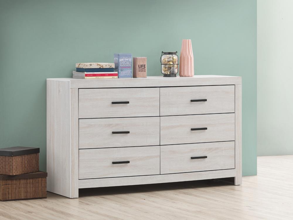 Brantford Coastal White 6-Drawer Dresser - 207053 - Luna Furniture - Dallas Store